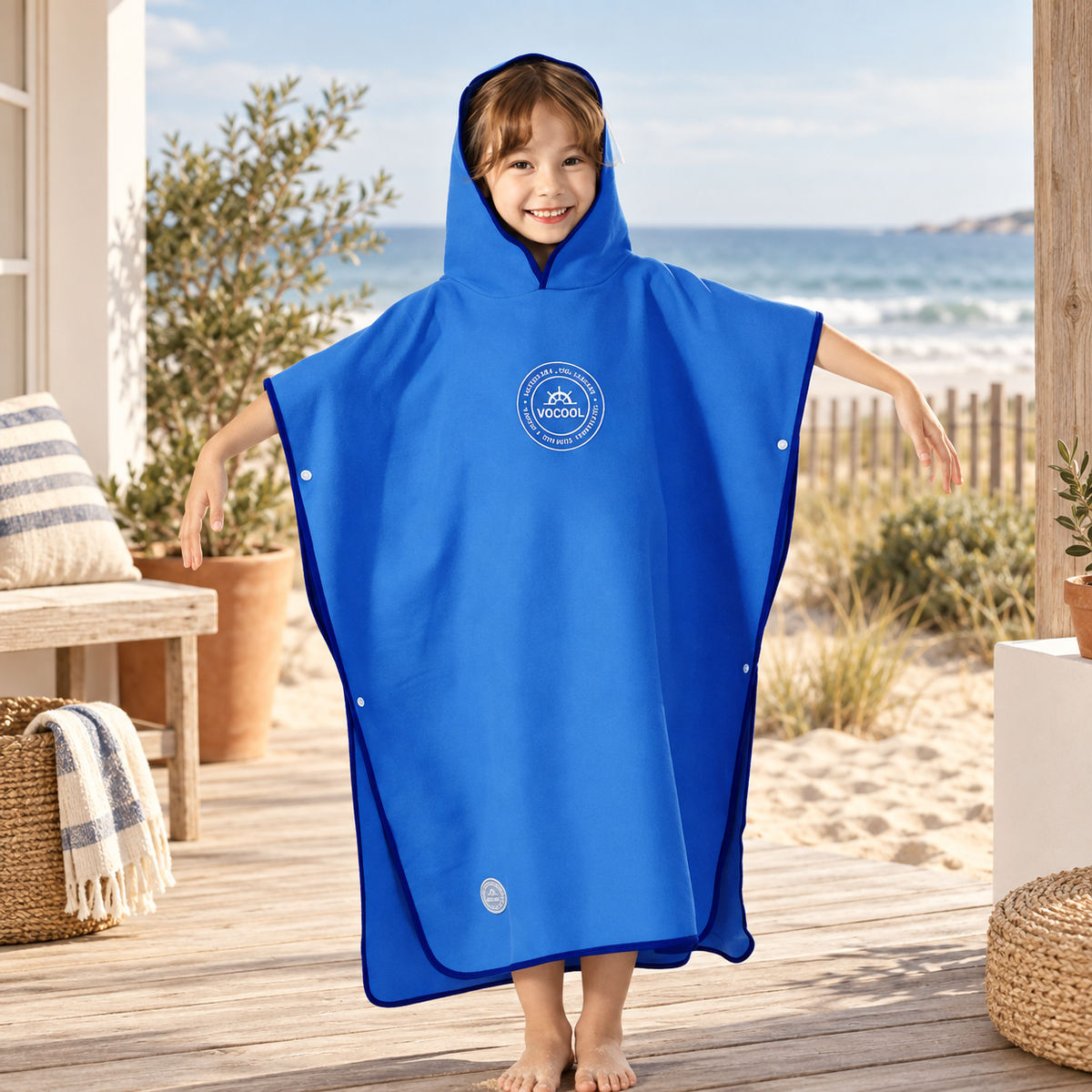 Poncho Microfibre Enfant – Bleu / M, Bleu / L, visuel principal lifestyle