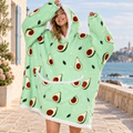 Poncho Plaid Avocat – Vert / Adulte, visuel principal lifestyle