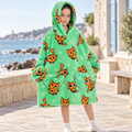 Poncho Plaid Chat Roux – Vert / Enfant, visuel principal lifestyle
