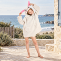 Poncho Plaid Lapin – Blanc / Enfant, visuel principal lifestyle