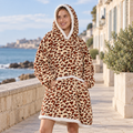 Poncho Plaid Léopard – Beige / Adulte, visuel principal lifestyle
