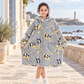 Poncho Plaid Lune et Panda – Gris / Enfant, visuel principal lifestyle