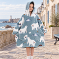 Poncho Plaid Ours Polaire – Bleu / Enfant, visuel principal lifestyle