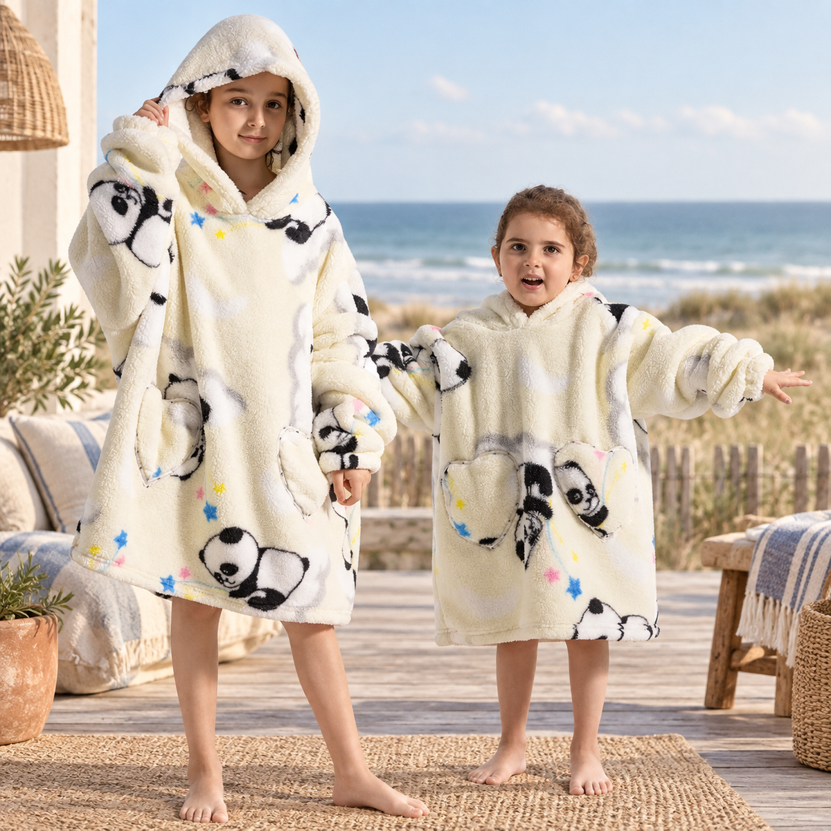 Poncho Plaid Panda, visuel principal lifestyle