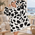 Poncho Plaid Vache – Blanc / Adulte, visuel principal lifestyle