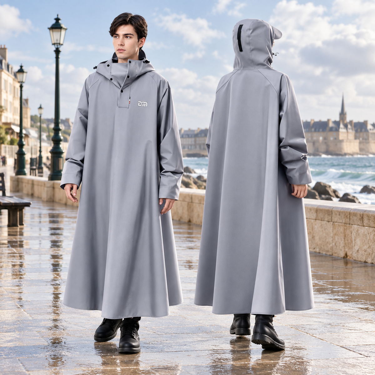 Poncho Pluie Pour Scooter – Gris / M, Gris / L, Gris / XL, Gris / XXL, visuel principal lifestyle