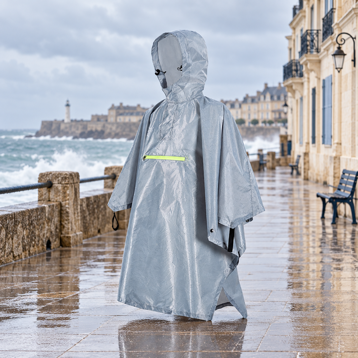 Poncho Randonnée Gris – Gris / Adulte, visuel principal lifestyle