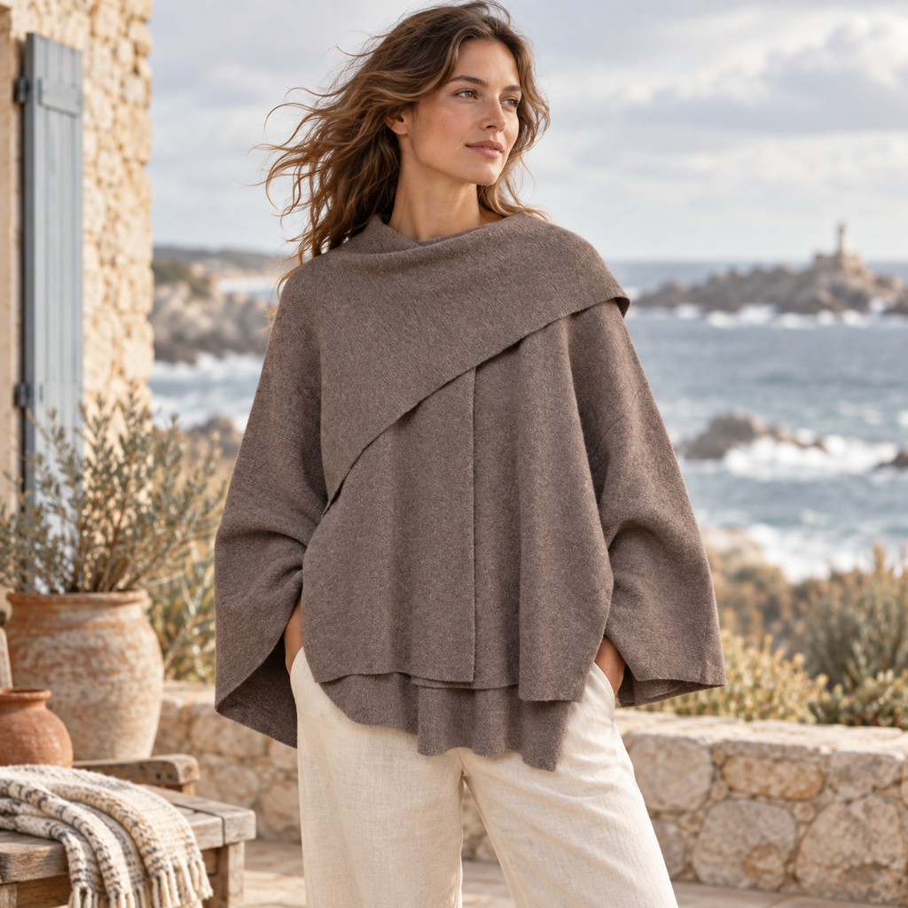 Pull Poncho avec Manches – Marron / S, Marron / M, Marron / L, visuel principal lifestyle