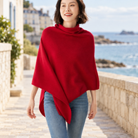 Pull Poncho Col Roulé Femme – Bordeaux / Adulte, visuel principal lifestyle